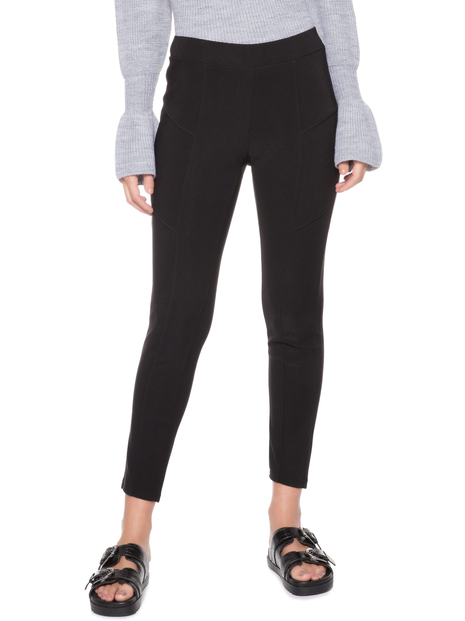 Calça Feminina Montaria Malha Creponada Preto Basiq