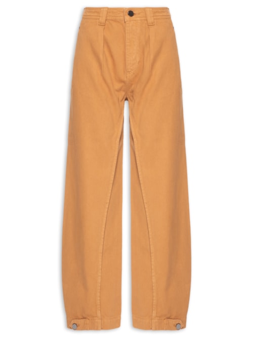 Calça Feminina Nervura Frente Barrel – Marrom