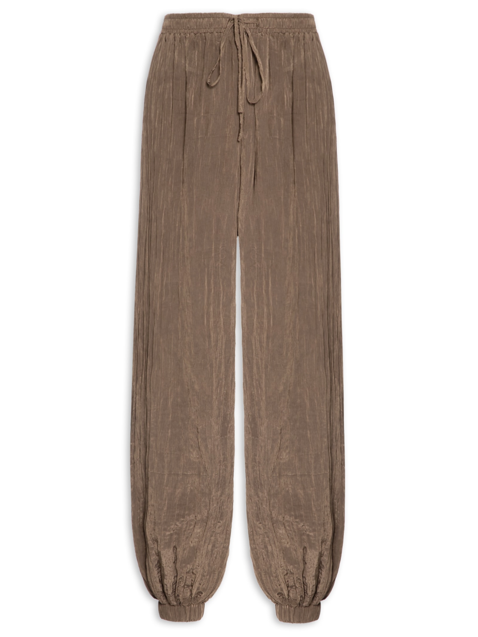 Calça Feminina Over Franzida Marrom Farm