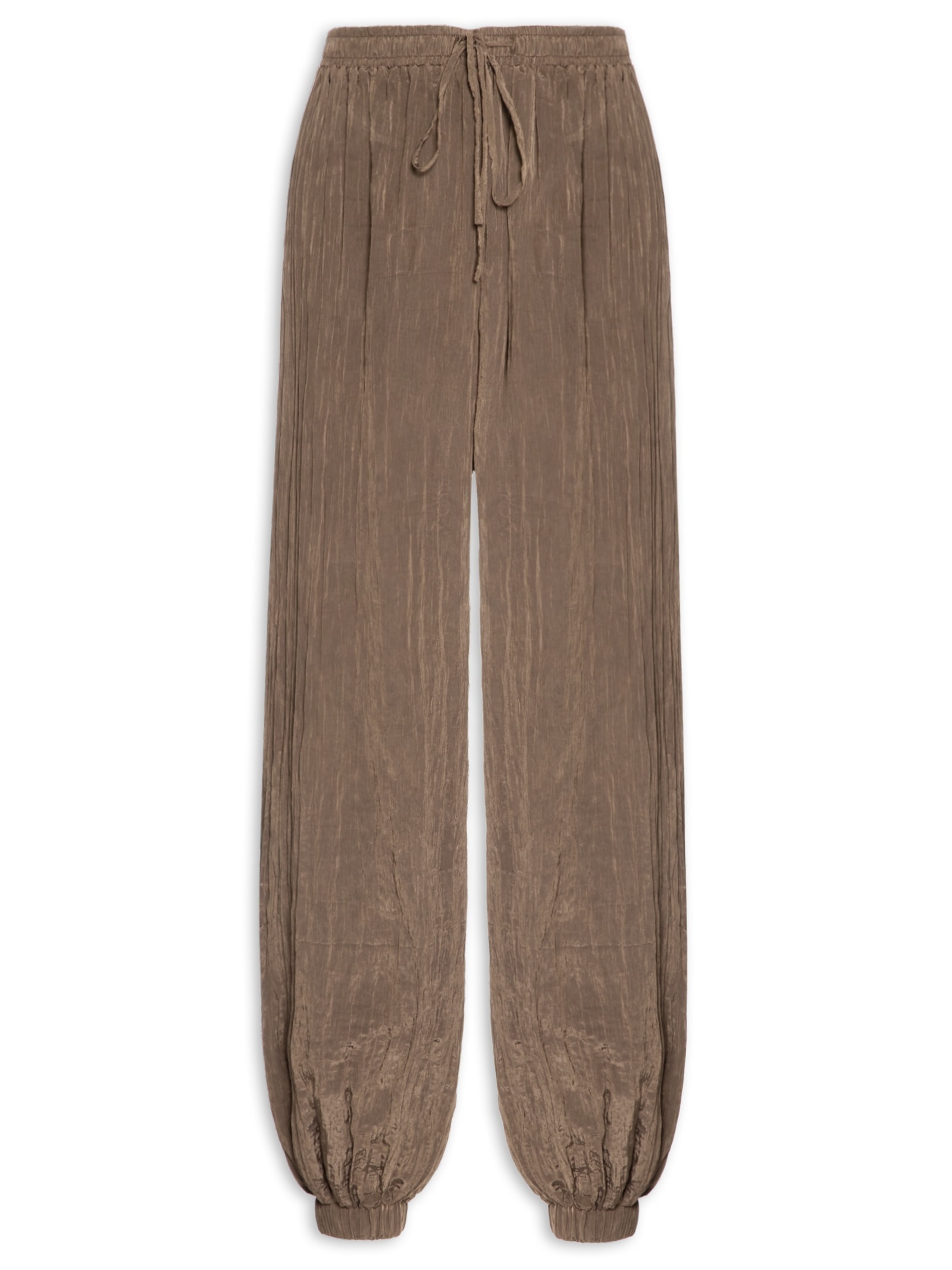 Calça Feminina Over Franzida Marrom Farm