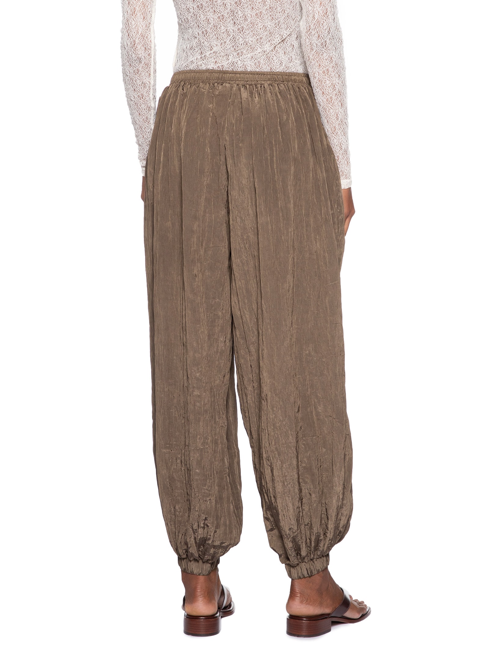 Calça Feminina Over Franzida Marrom Farm