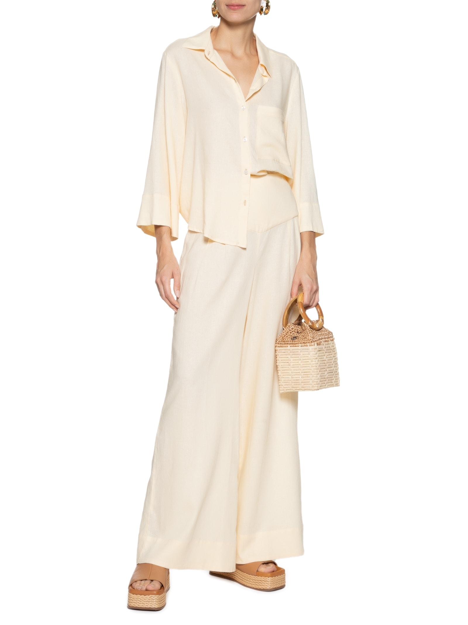 Calça Feminina Pala Larga Amarelo  Dress To