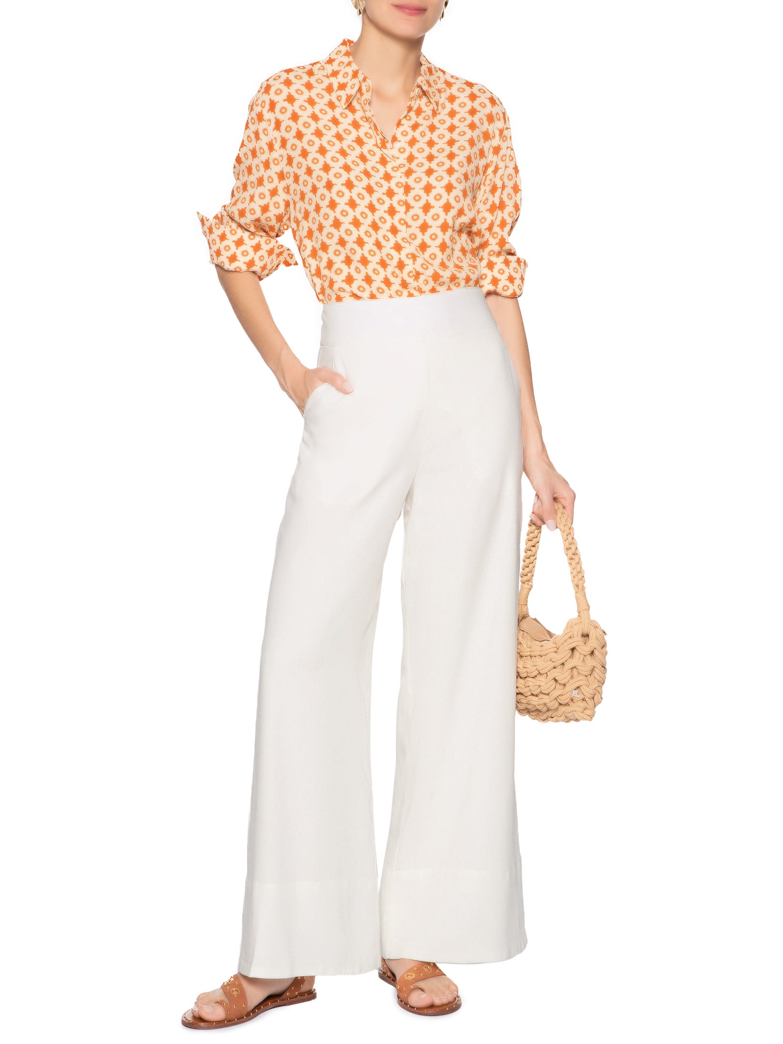 Calça Feminina Pala Linho Branco Dress To