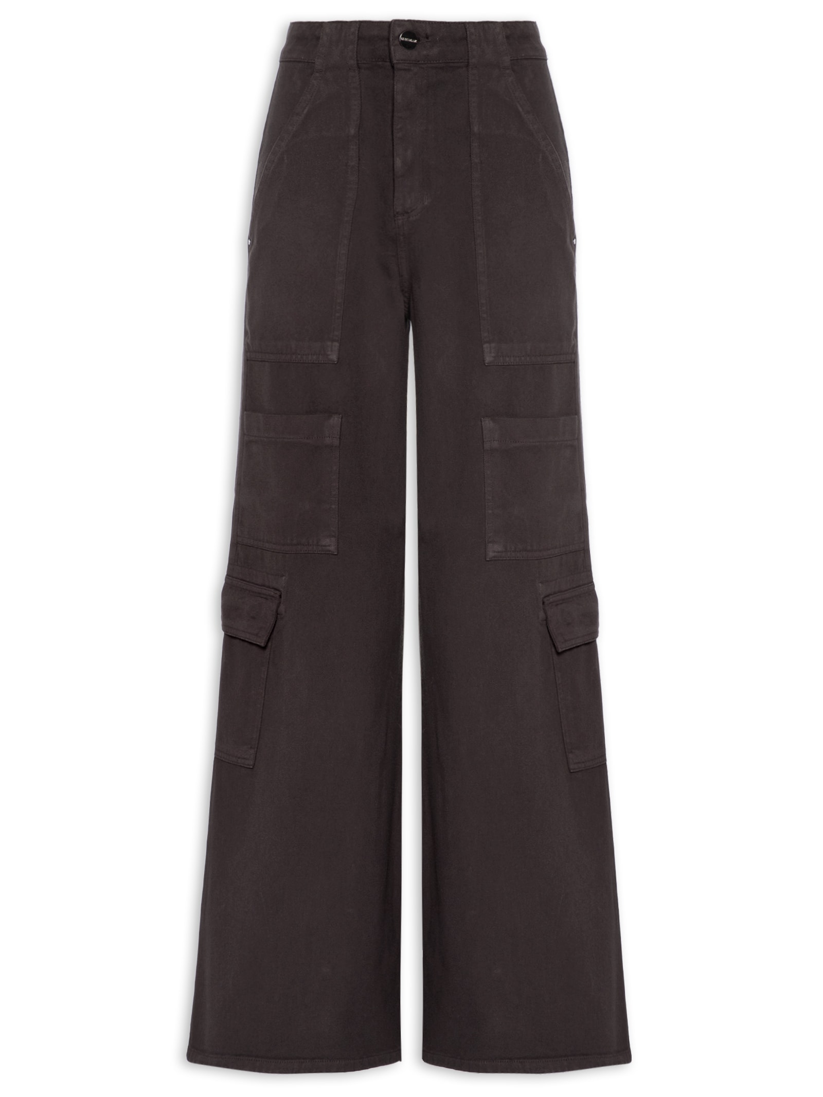 Calça Feminina Panta Cargo Adelia Sarja Marrom Le Lis