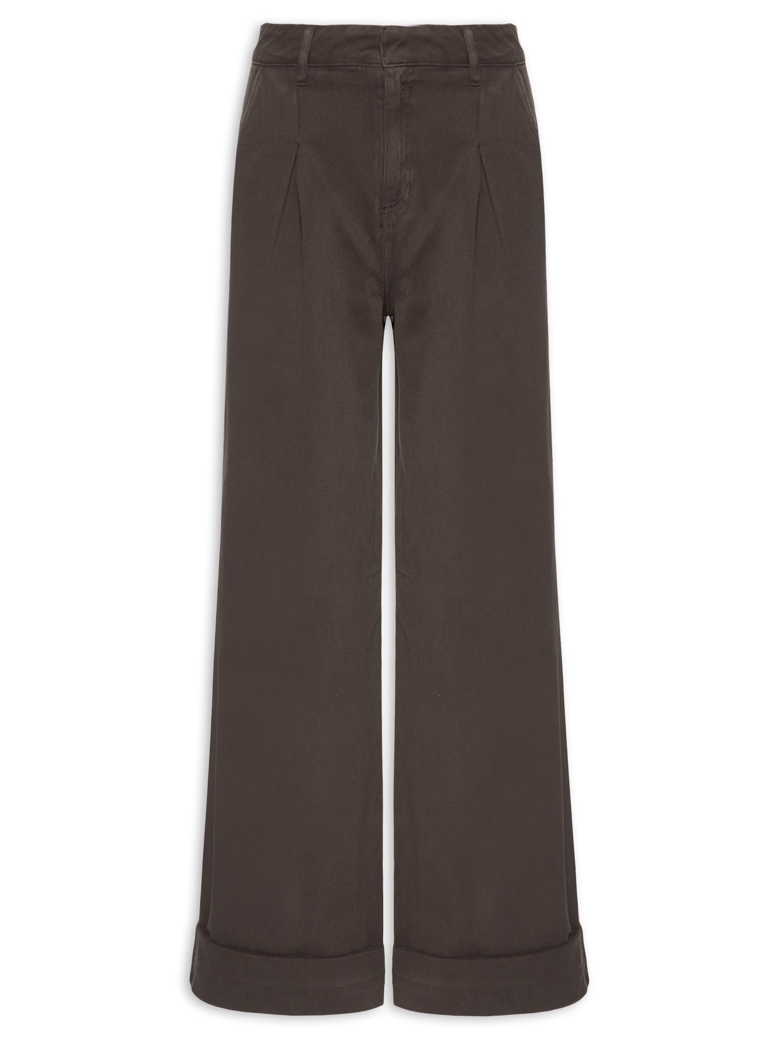 Calça Feminina Panta Wide Isabela Sarja I Marrom Le Lis