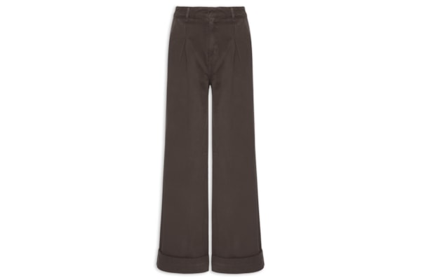 Calça Feminina Panta Wide Isabela Sarja I - Marrom