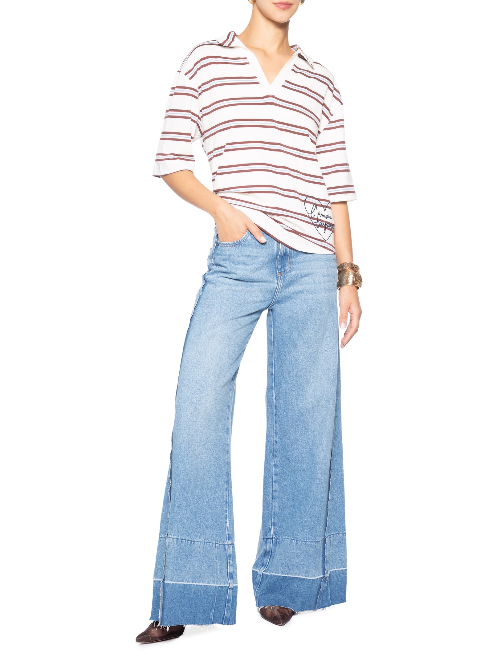 Calça Feminina Panta Wide Liana Azul Le Lis