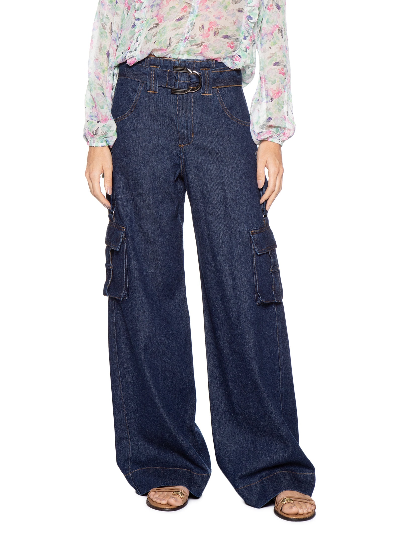 Calça Feminina Panta Wide Talita Azul Le Lis