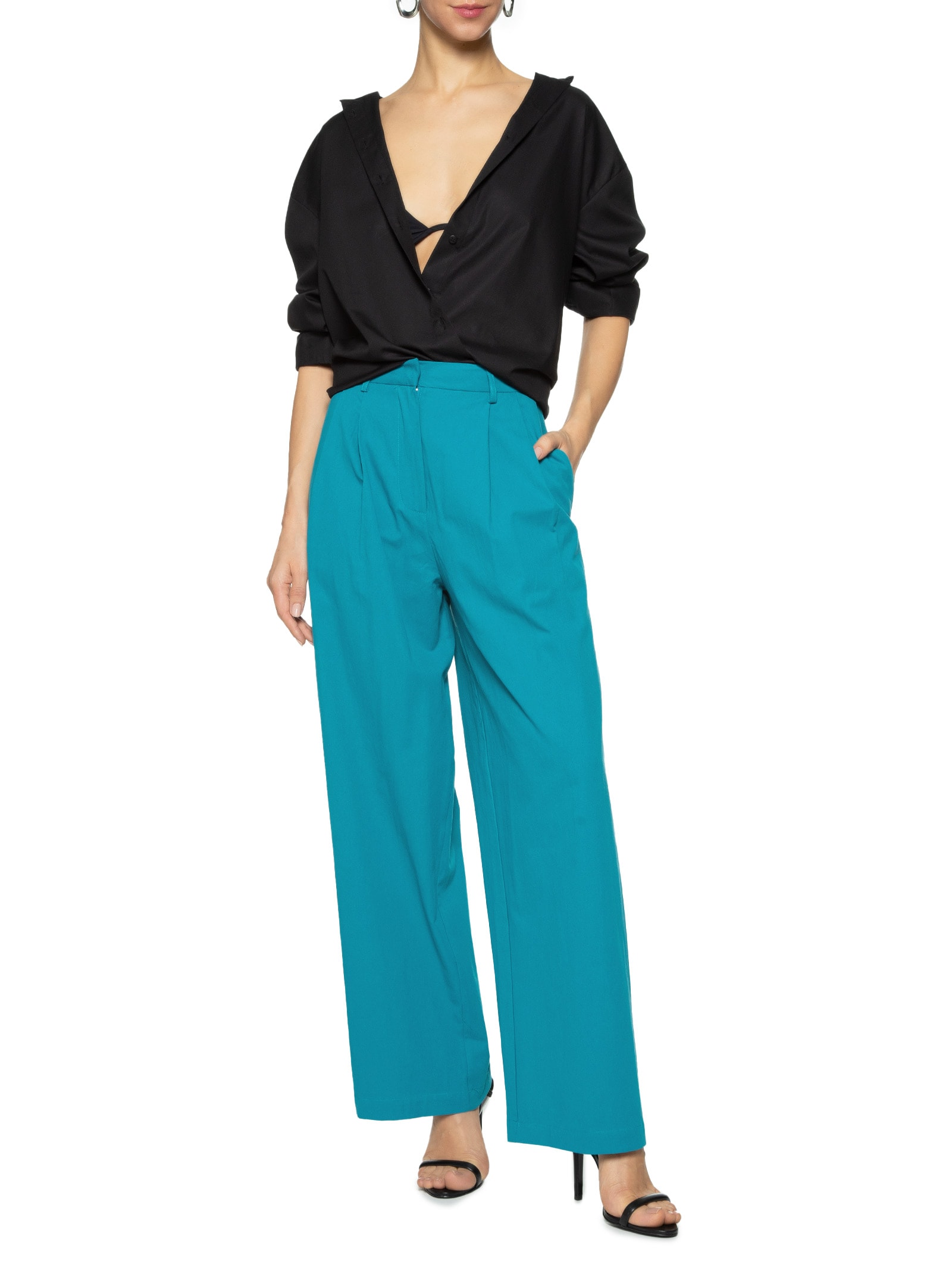 Calça Feminina Pantacourt Azul Market 33