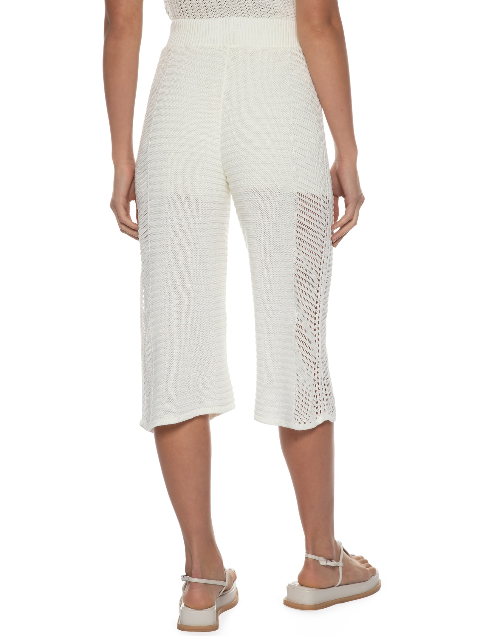 Calça Feminina Pantacourt Crochê Branco Market 33