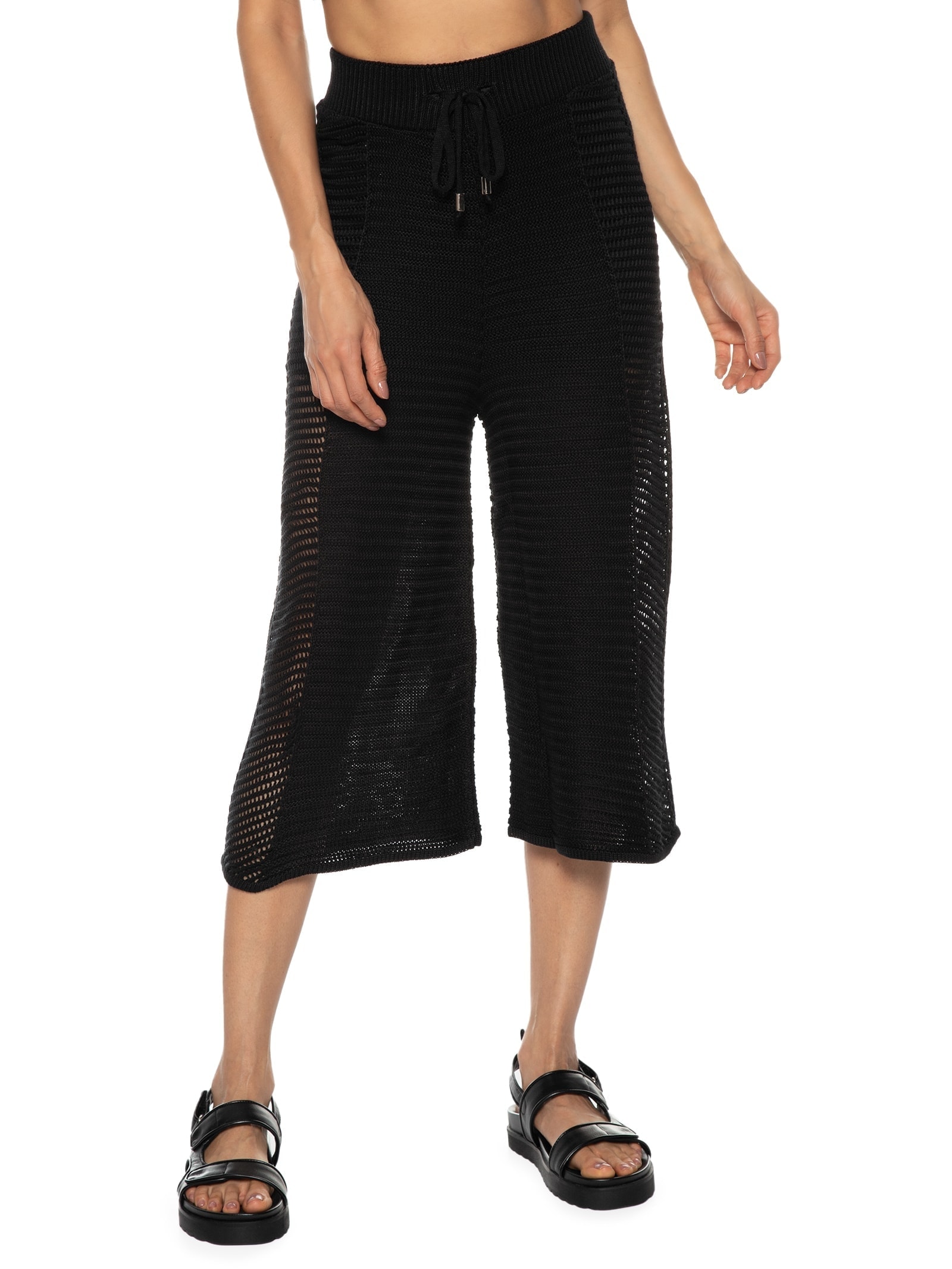 Calça Feminina Pantacourt Crochê Preto Market 33