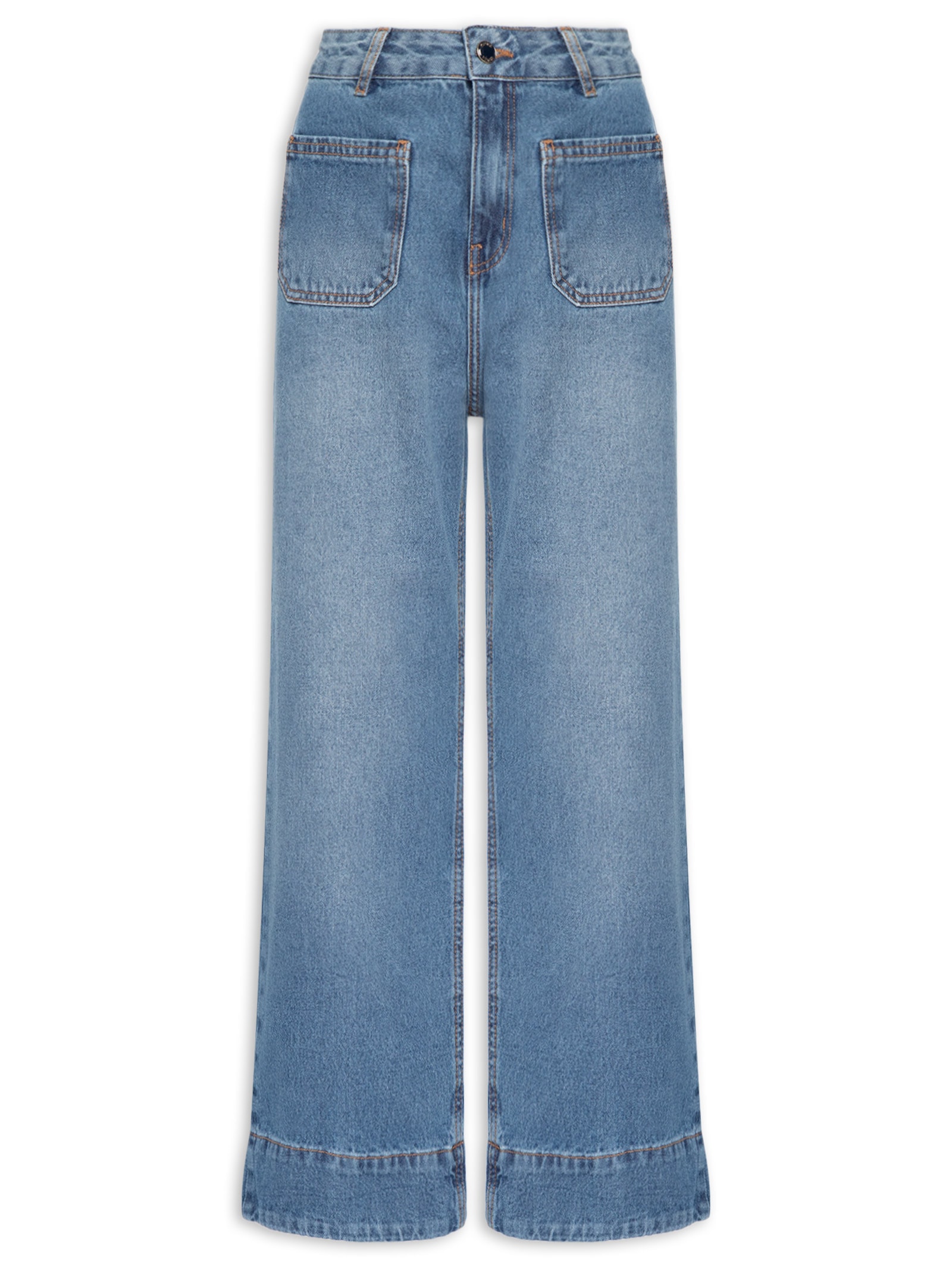 Calça Feminina Pantacourt Jeans Azul Lez A Lez