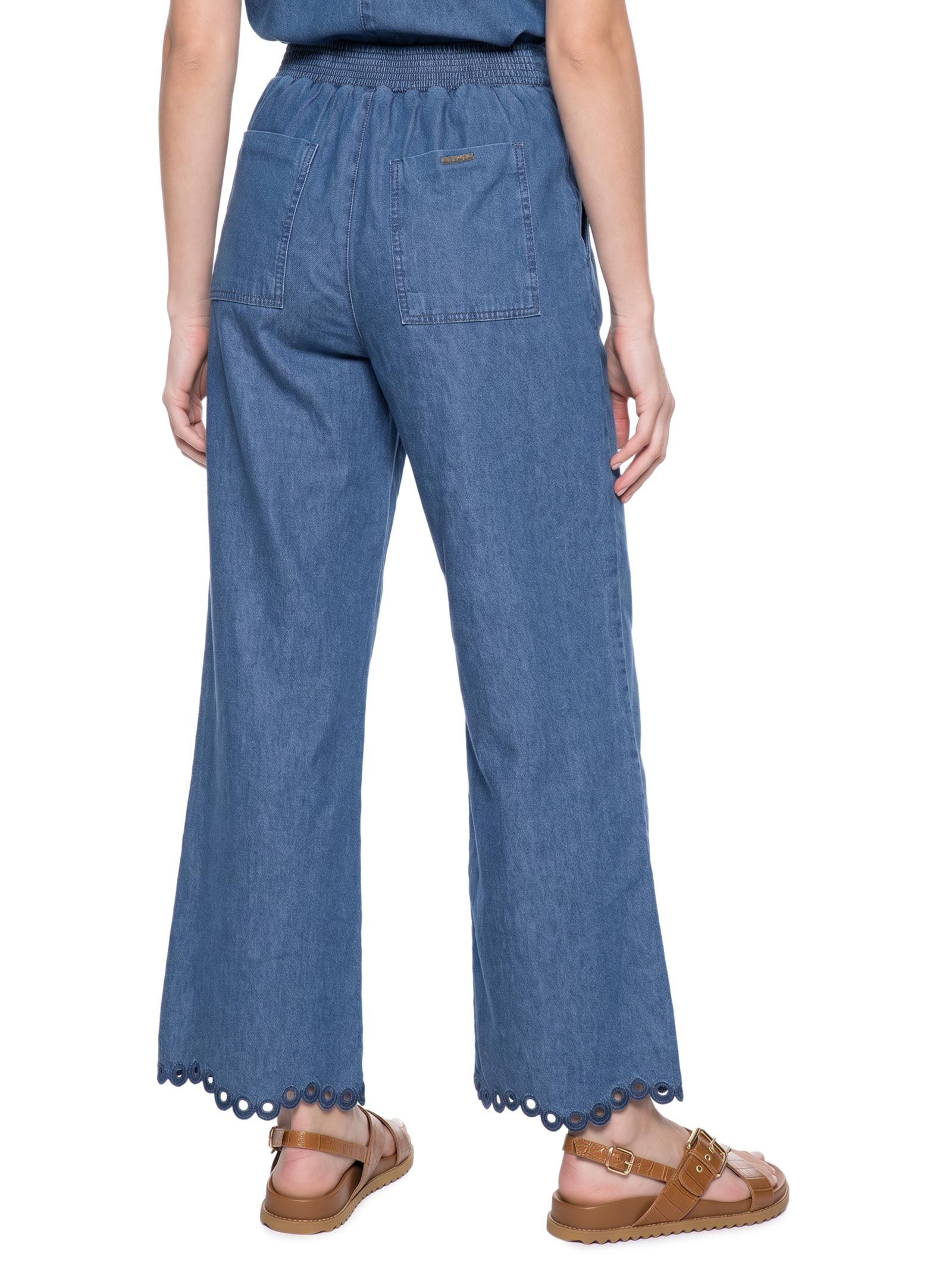 Calça Feminina Pantacourt Jeans Azul Lez A Lez
