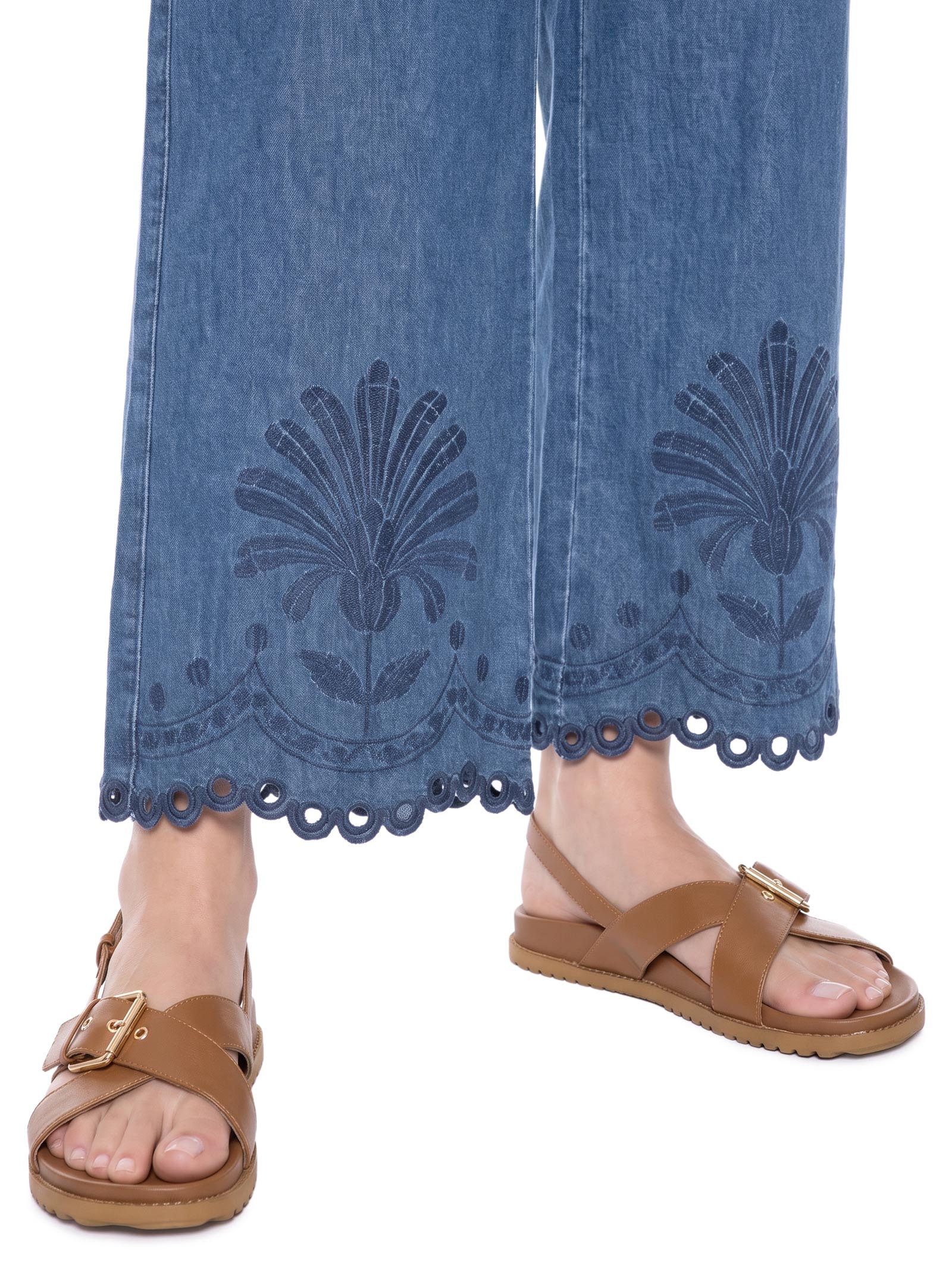Calça Feminina Pantacourt Jeans Azul Lez A Lez