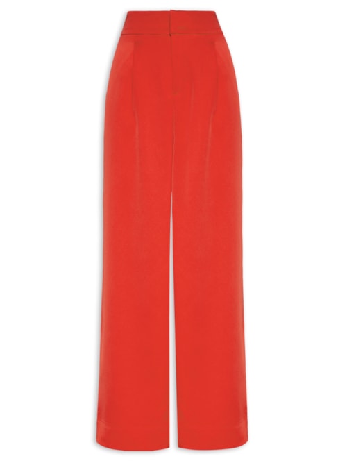 Calça Feminina Pantalona Acetinada – Vermelho