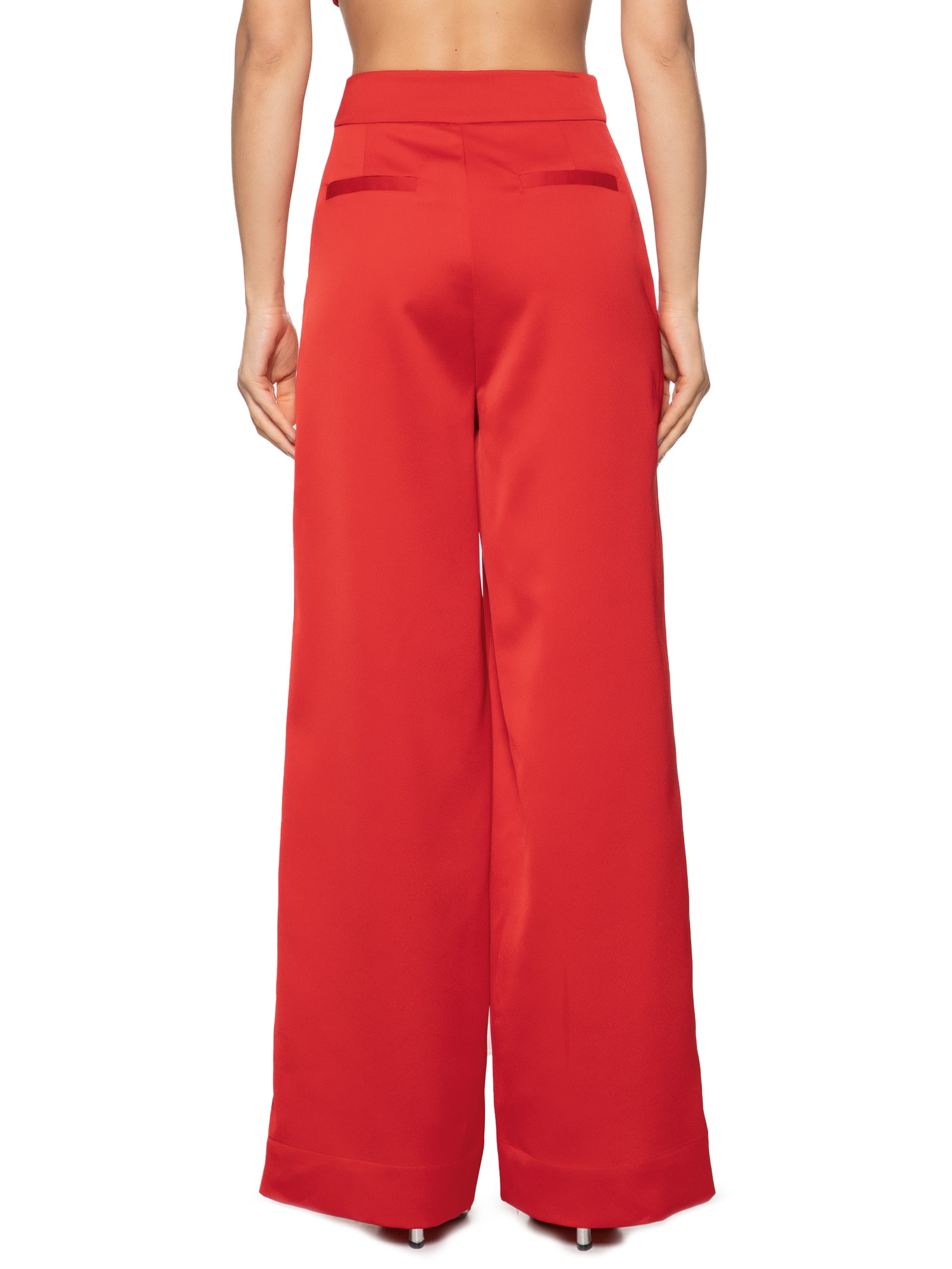 Calça Feminina Pantalona Acetinada Vermelho Market 33