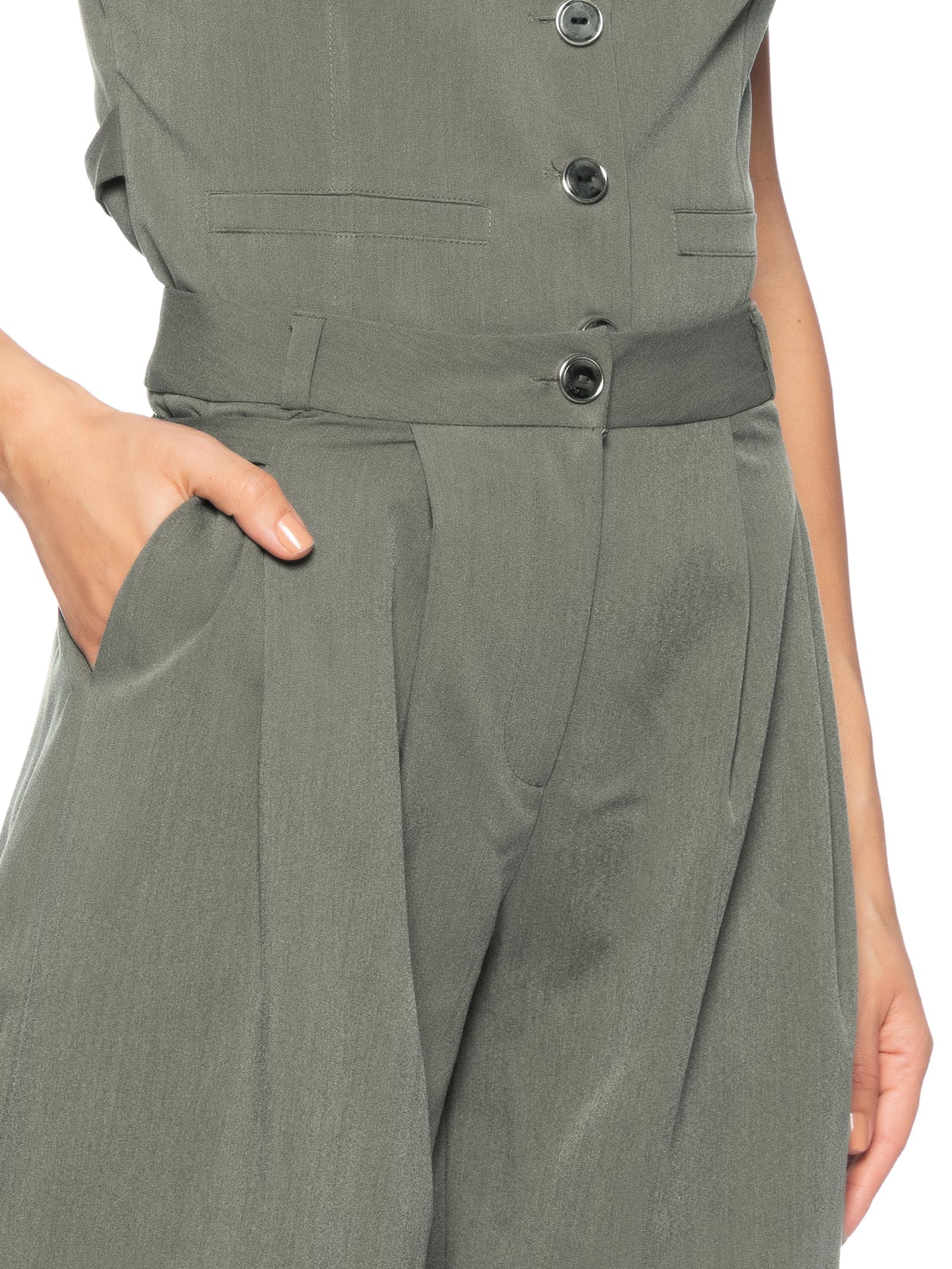 Calça Feminina Pantalona Alfaiataria Cinza  Animale Jeans