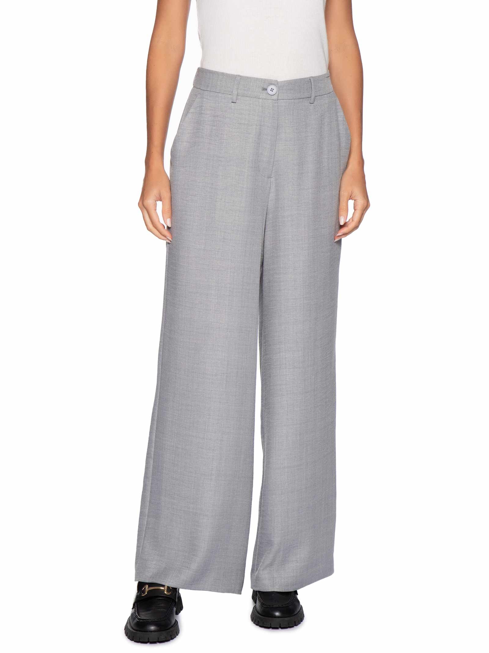 Calça Feminina Pantalona Alfaiataria Cinza Basiq