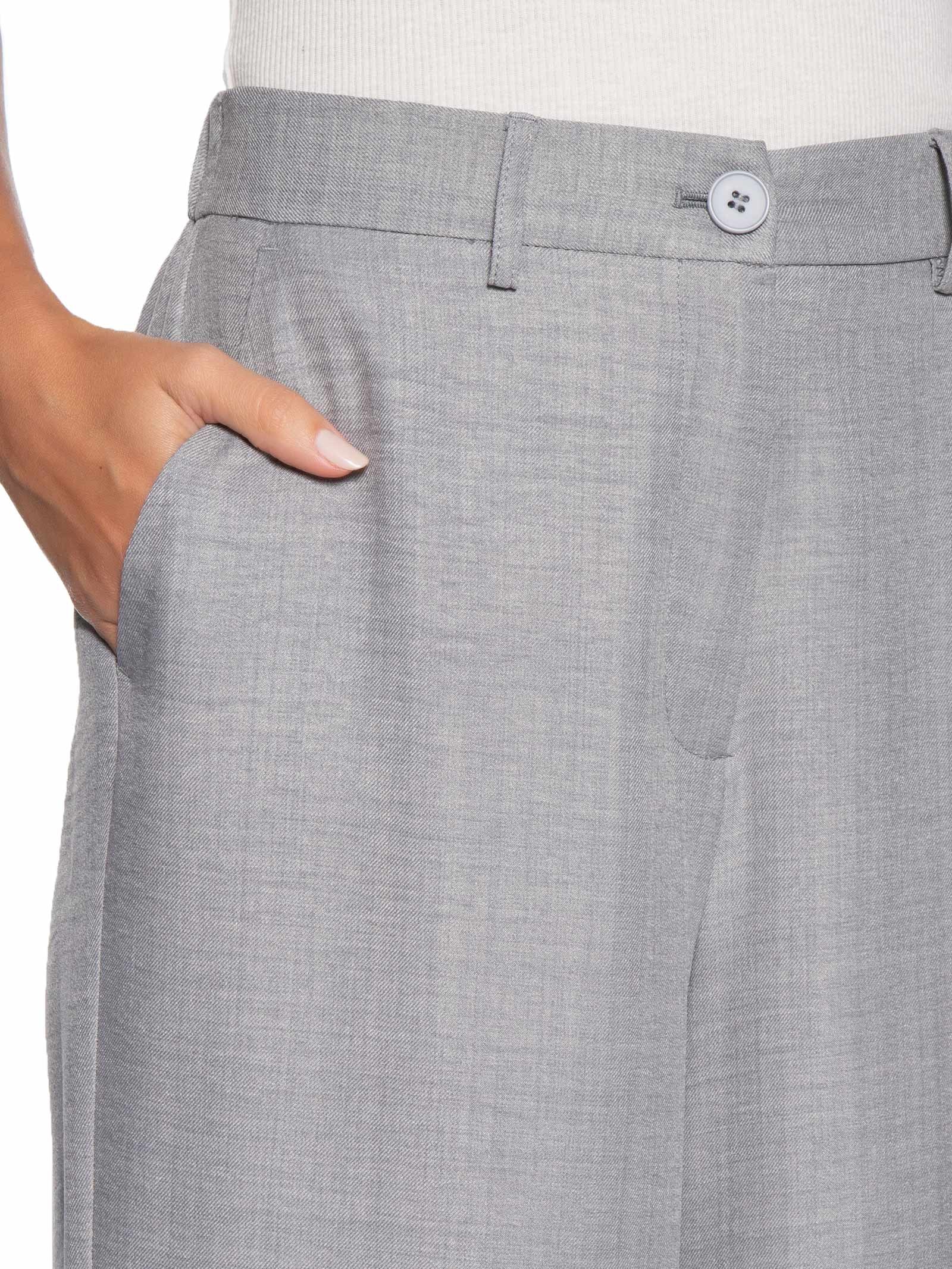 Calça Feminina Pantalona Alfaiataria Cinza Basiq
