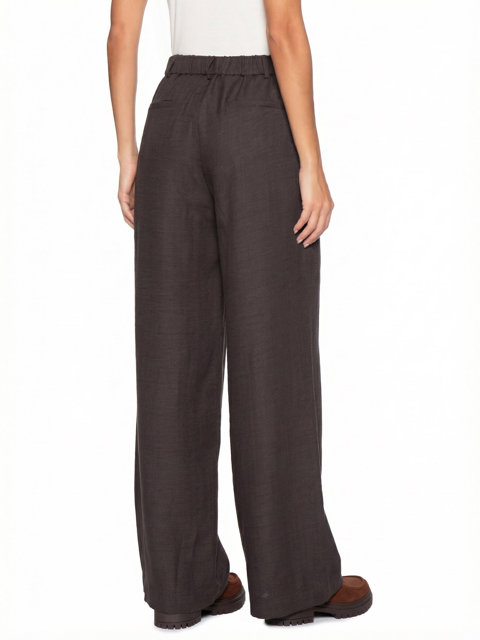 Calça Feminina Pantalona Alfaiataria Marrom Basiq