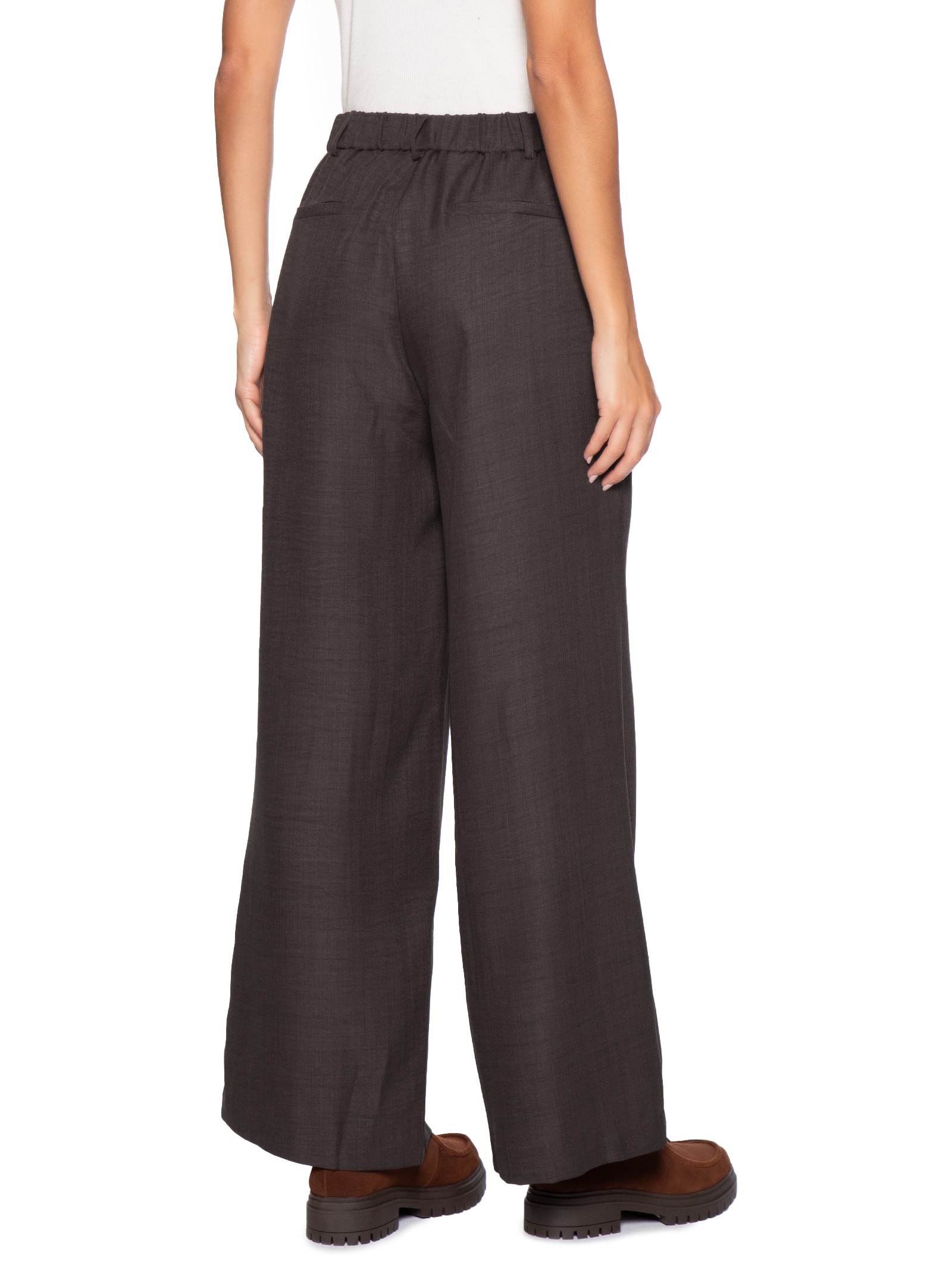 Calça Feminina Pantalona Alfaiataria Marrom Basiq