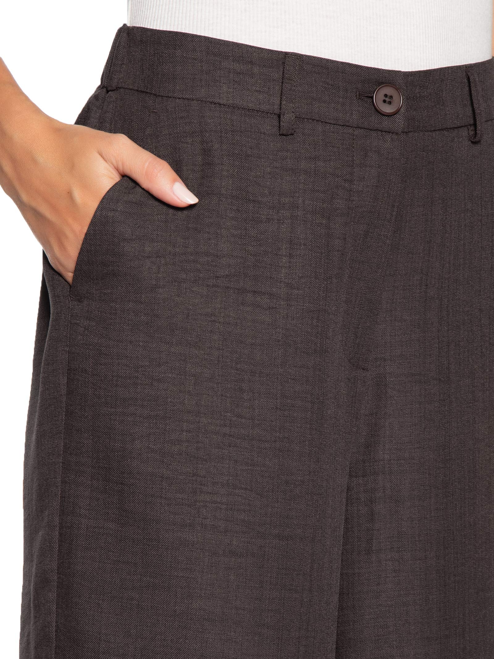 Calça Feminina Pantalona Alfaiataria Marrom Basiq