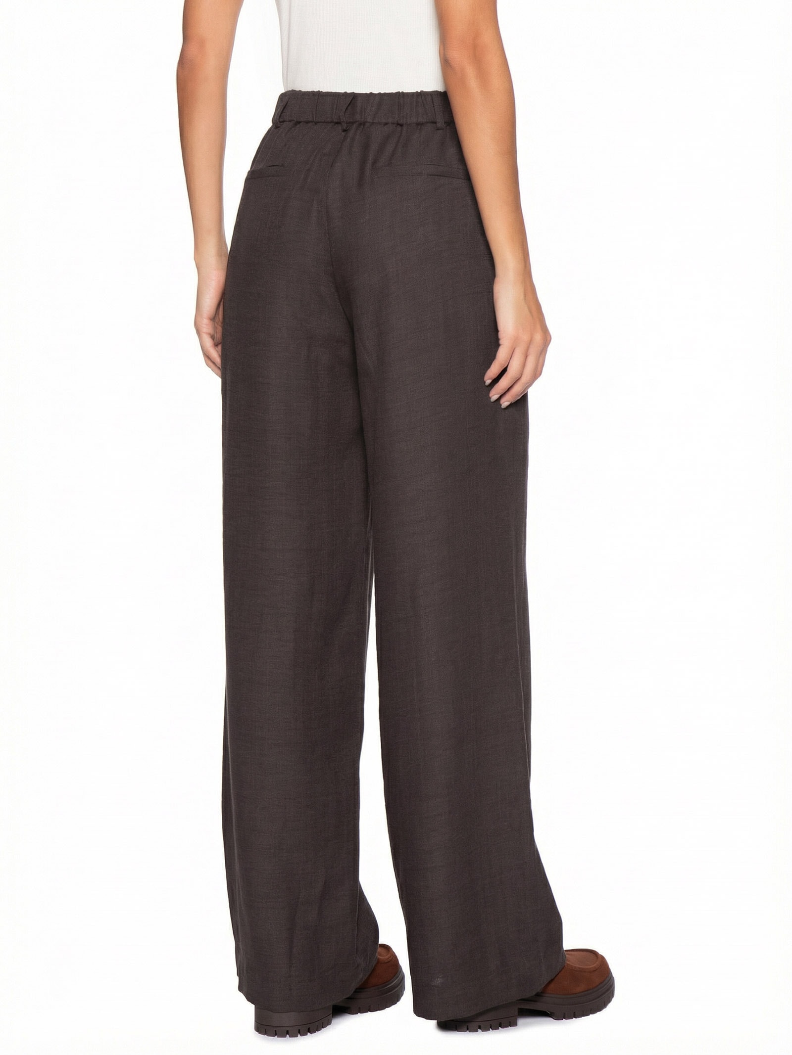 Calça Feminina Pantalona Alfaiataria Marrom Basiq