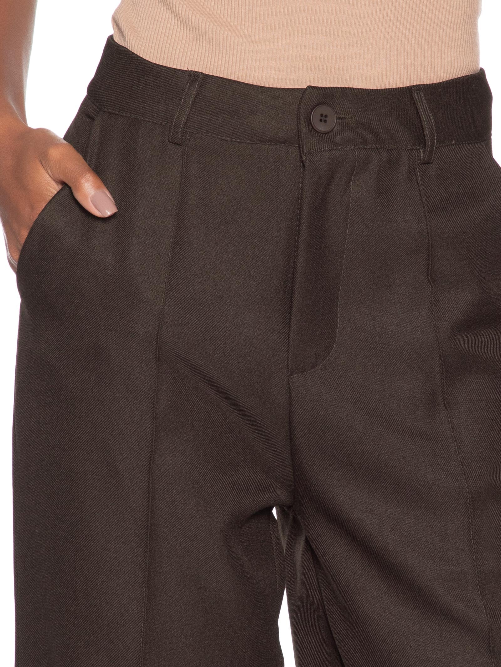 Calça Feminina Pantalona Alfaiataria Marrom '2Essential