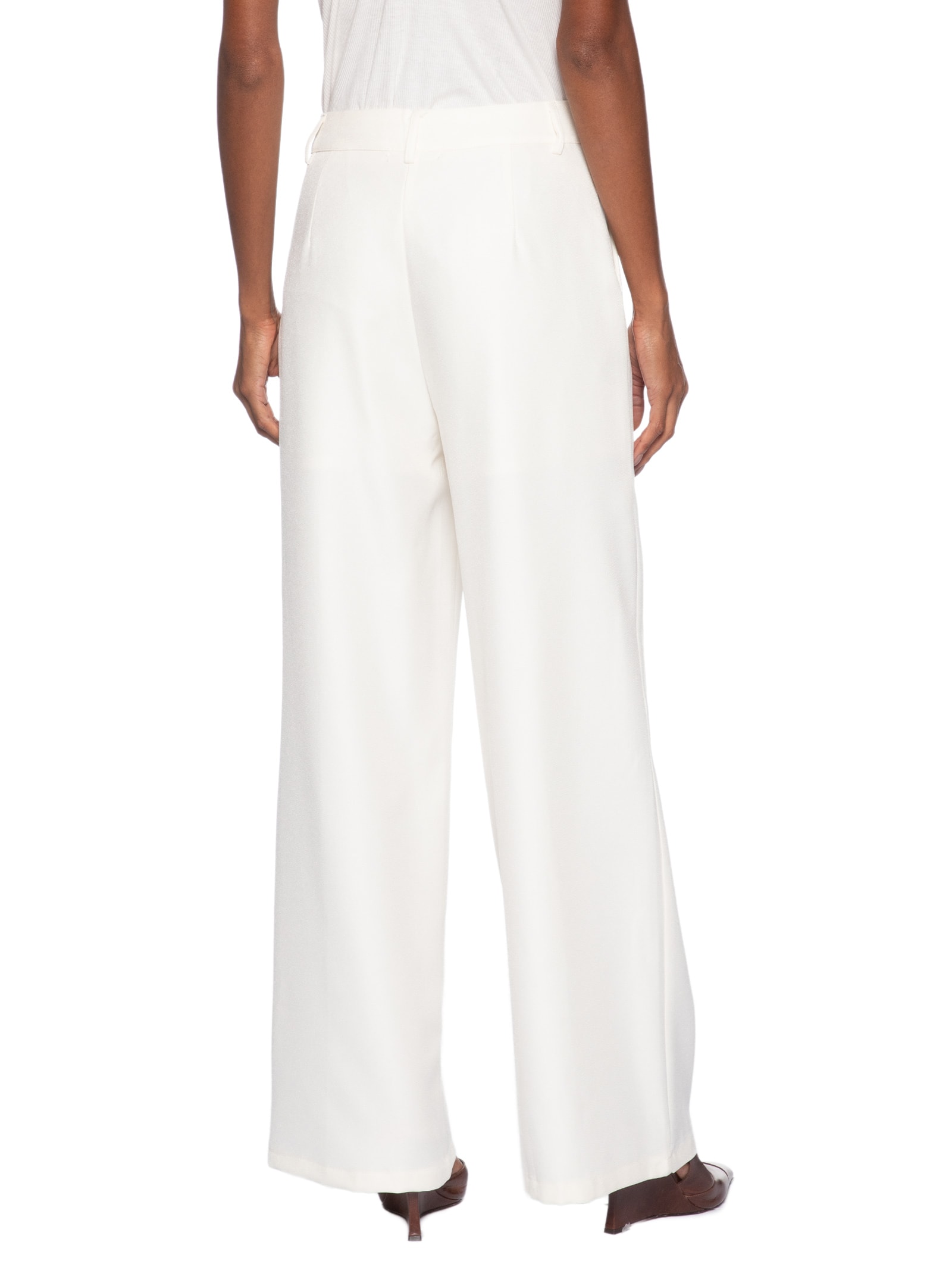 Calça Feminina Pantalona Alfaiataria Off White '2Essential