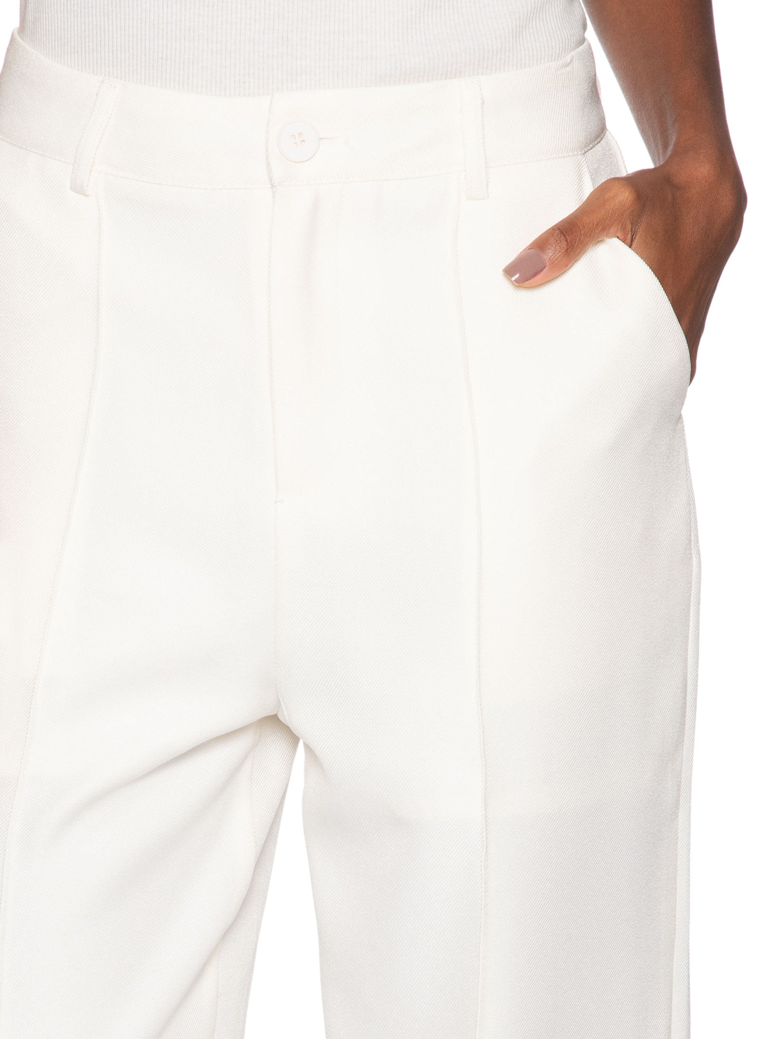 Calça Feminina Pantalona Alfaiataria Off White '2Essential