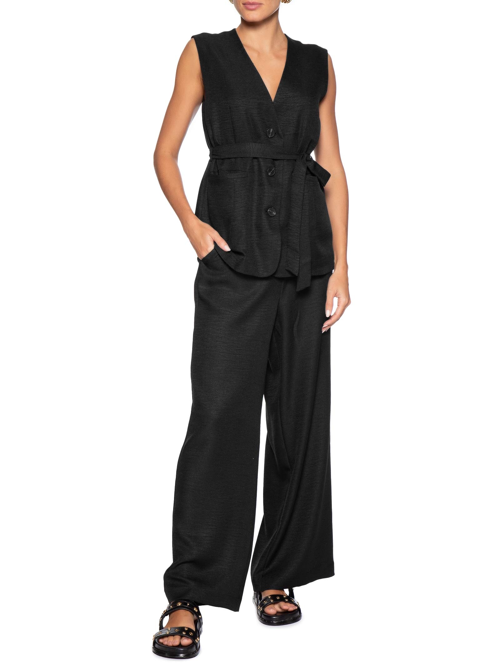 Calça Feminina Pantalona Alfaiataria Preto Basiq