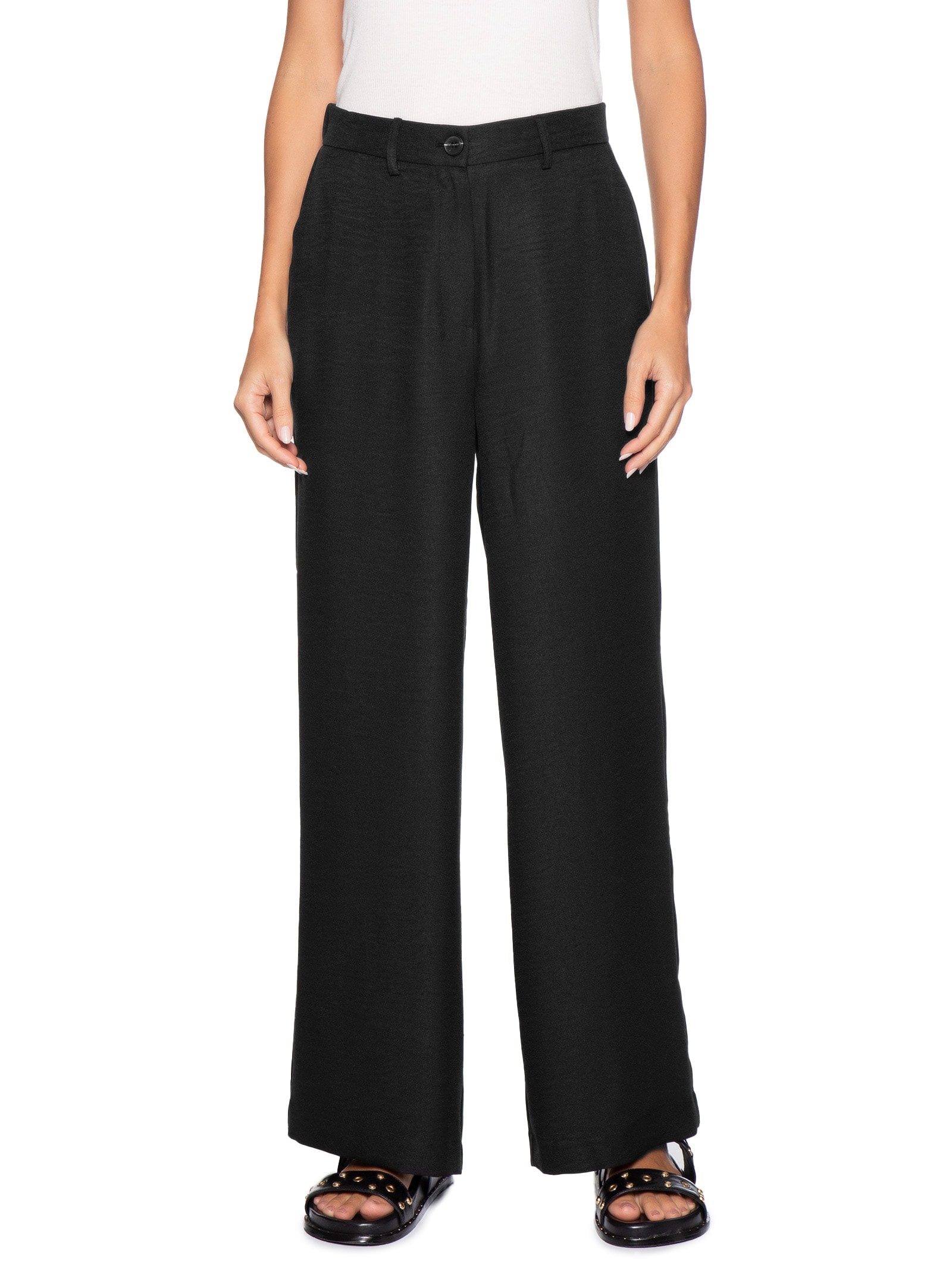 Calça Feminina Pantalona Alfaiataria Preto Basiq