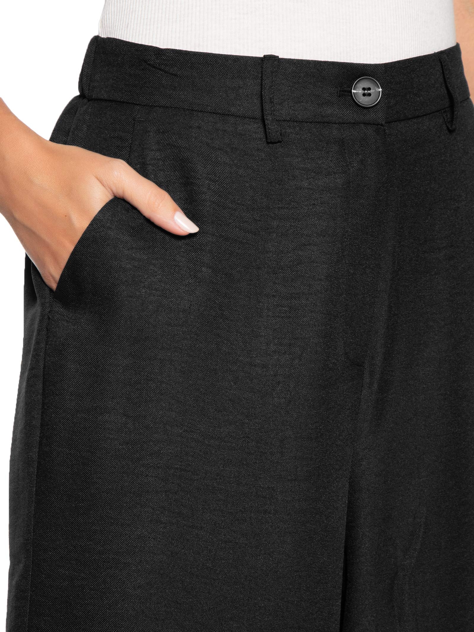 Calça Feminina Pantalona Alfaiataria Preto Basiq