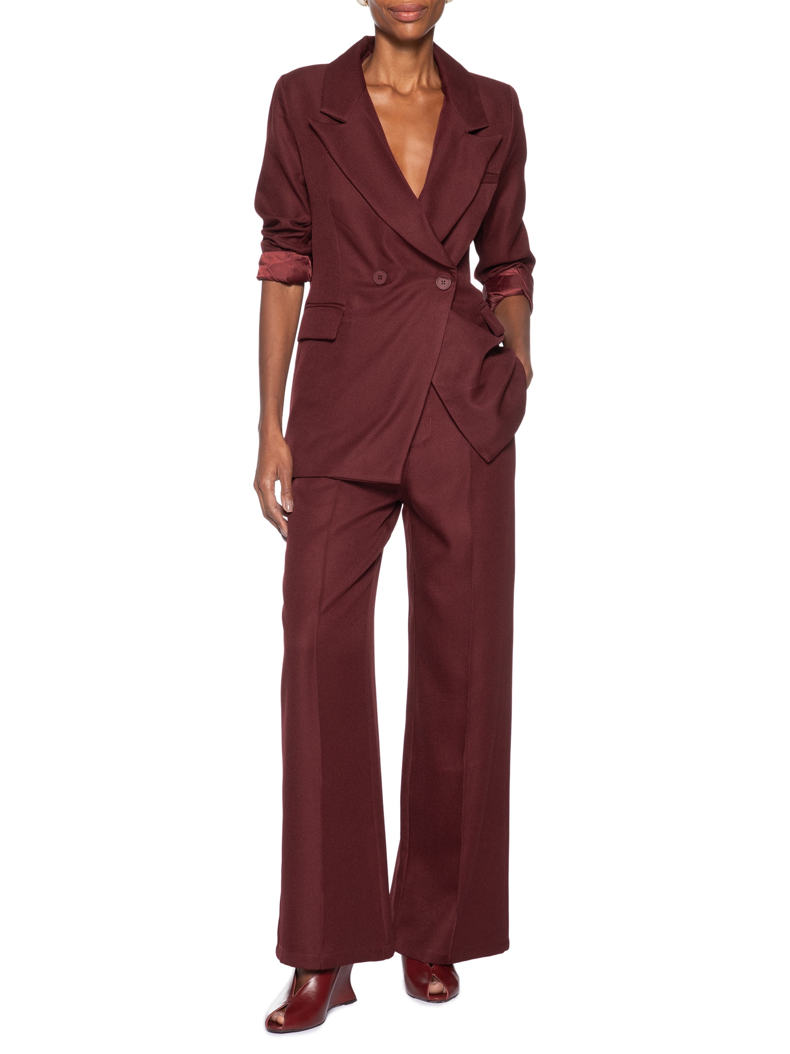 Calça Feminina Pantalona Alfaiataria Vermelho '2Essential