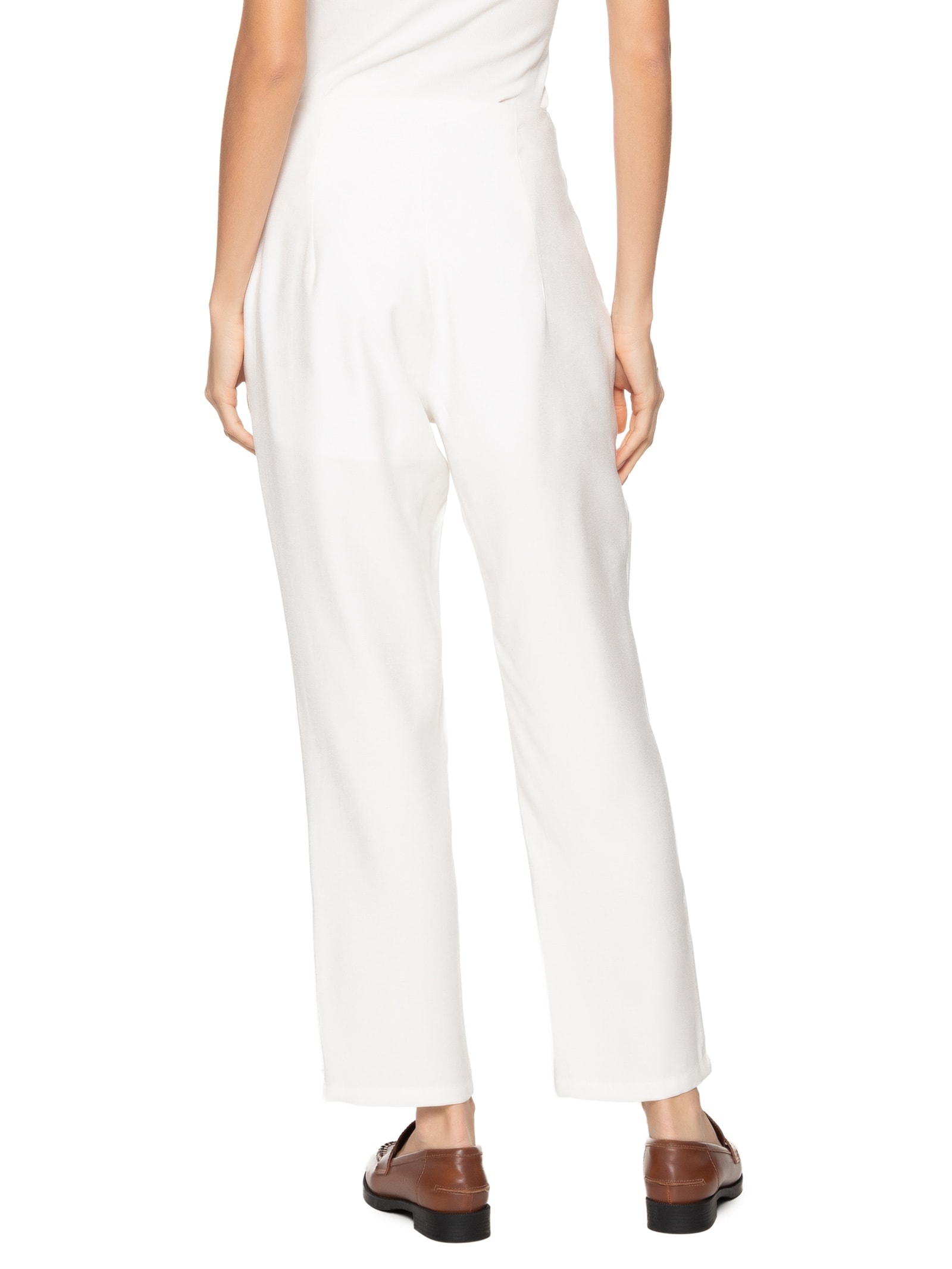 Calça Feminina Pantalona Alfaiataria – Branco Basiq