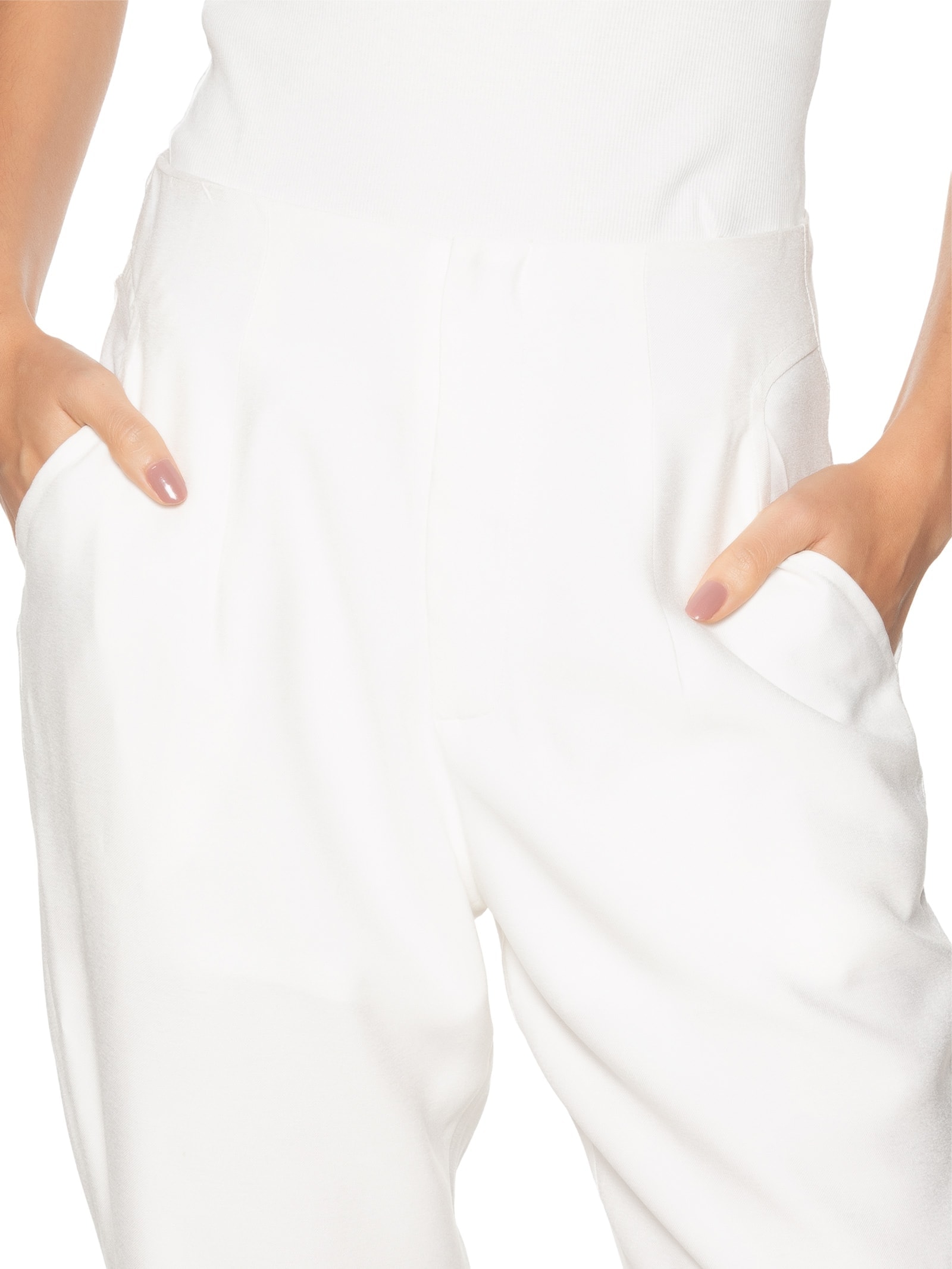 Calça Feminina Pantalona Alfaiataria – Branco Basiq