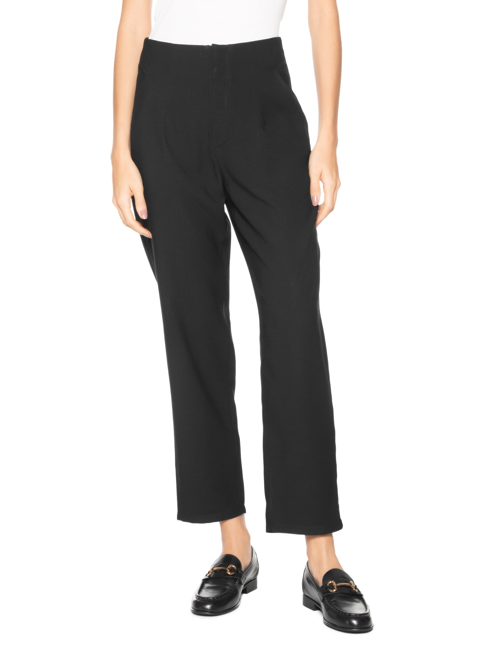 Calça Feminina Pantalona Alfaiataria – Branco Basiq