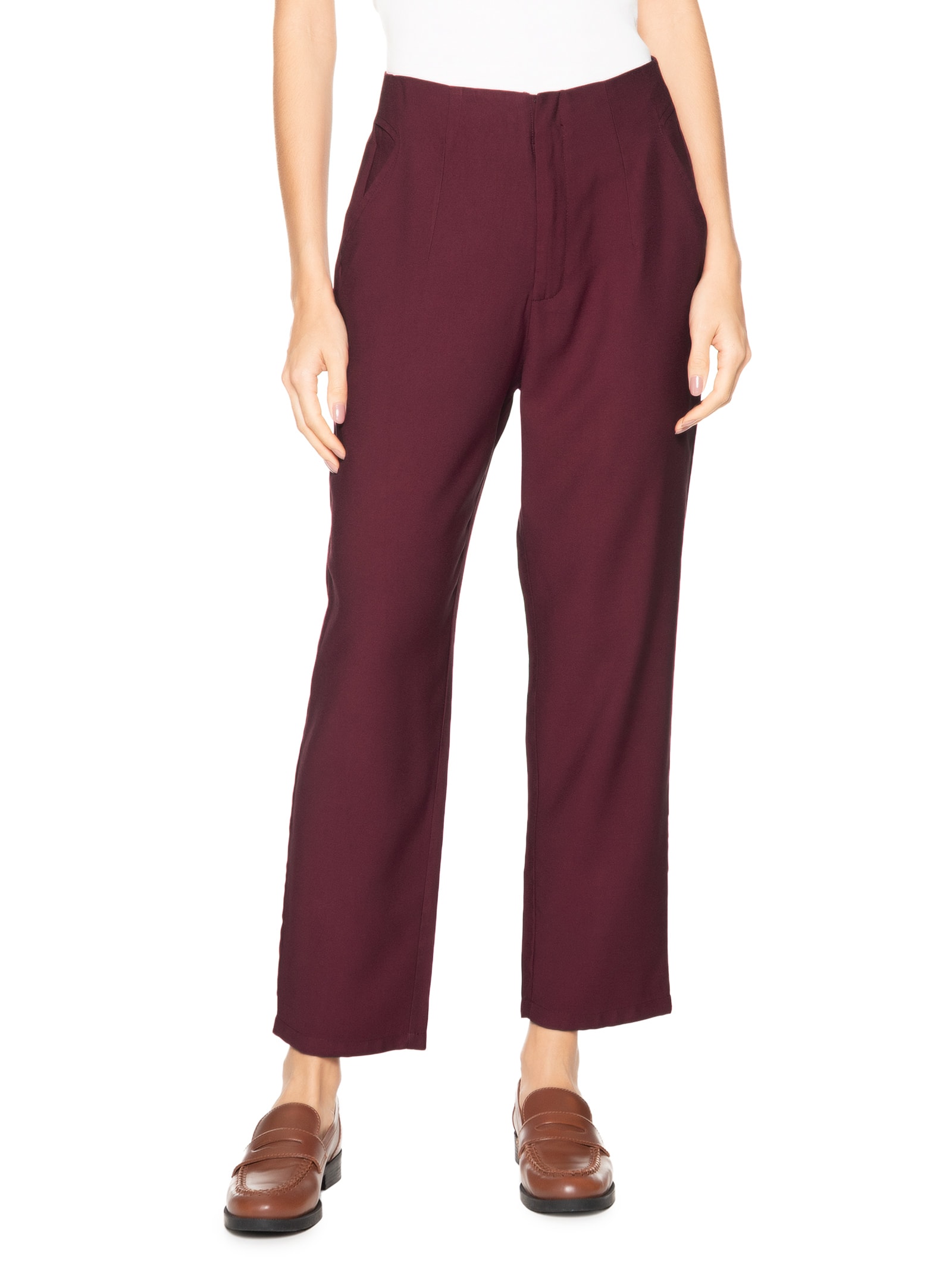 Calça Feminina Pantalona Alfaiataria – Branco Basiq