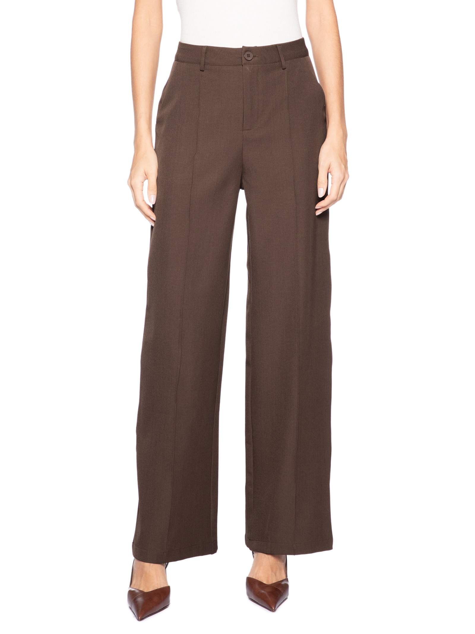 Calça Feminina Pantalona Alfaiataria – Marrom '2Essential