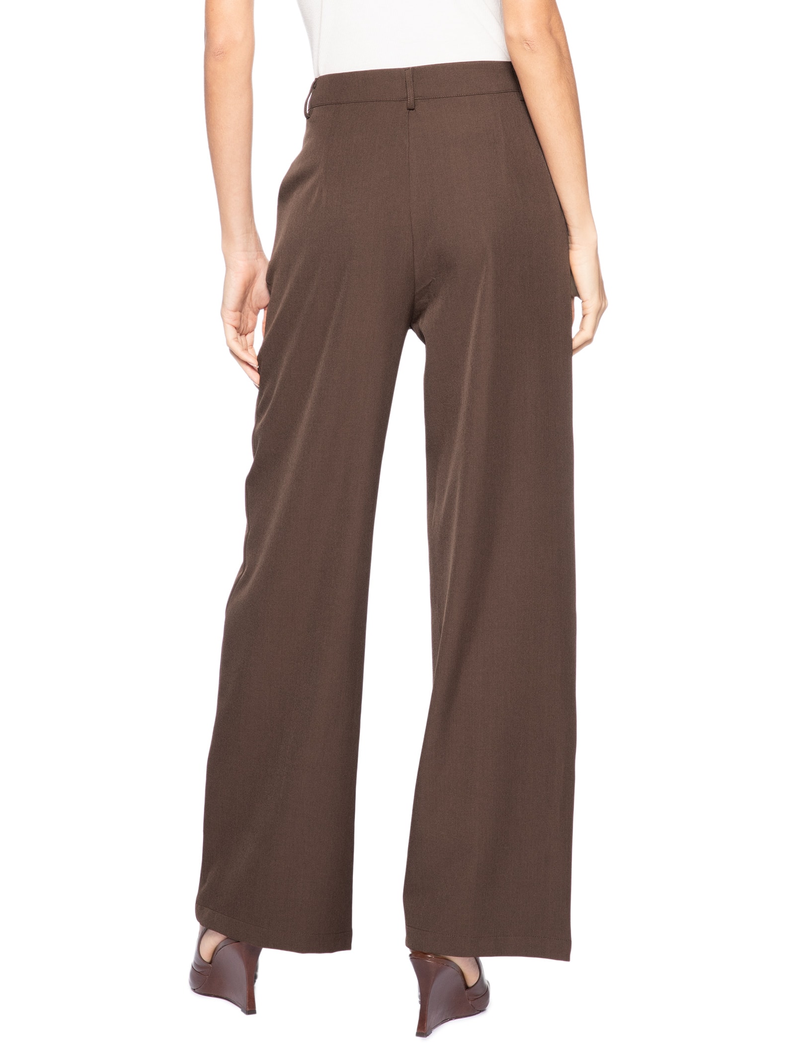 Calça Feminina Pantalona Alfaiataria – Marrom '2Essential