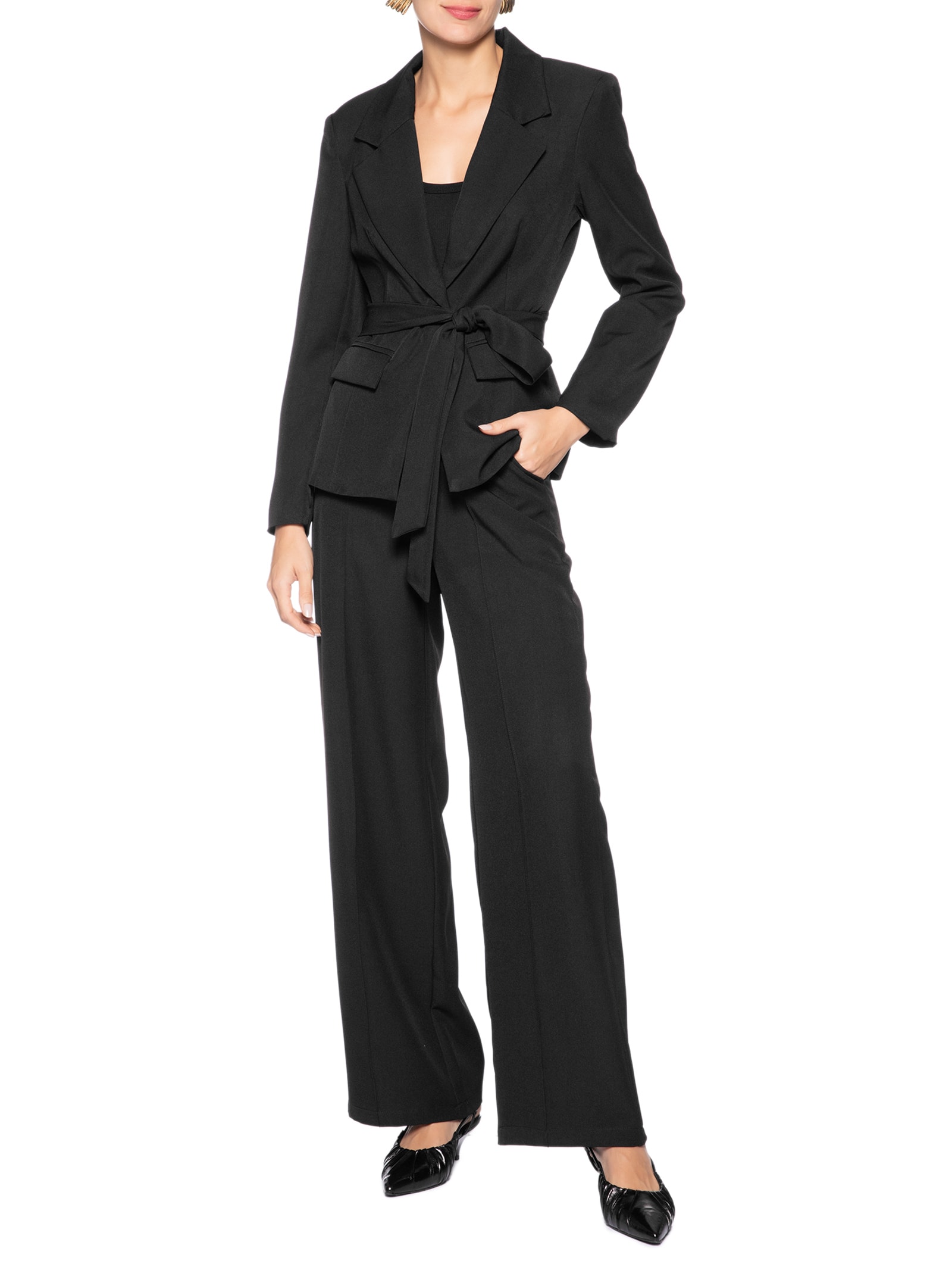 Calça Feminina Pantalona Alfaiataria – Preto '2Essential