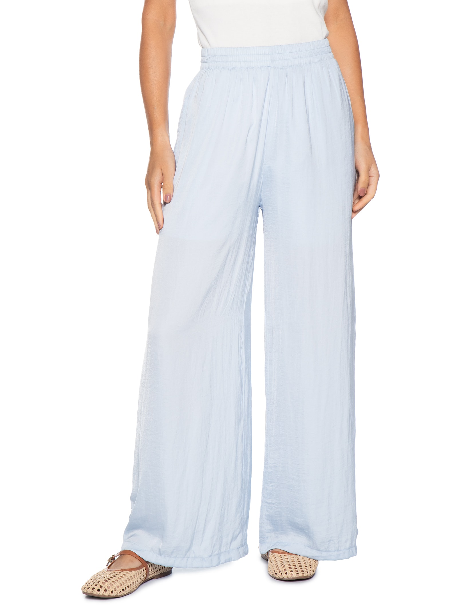 Calça Feminina Pantalona Azul Basiq