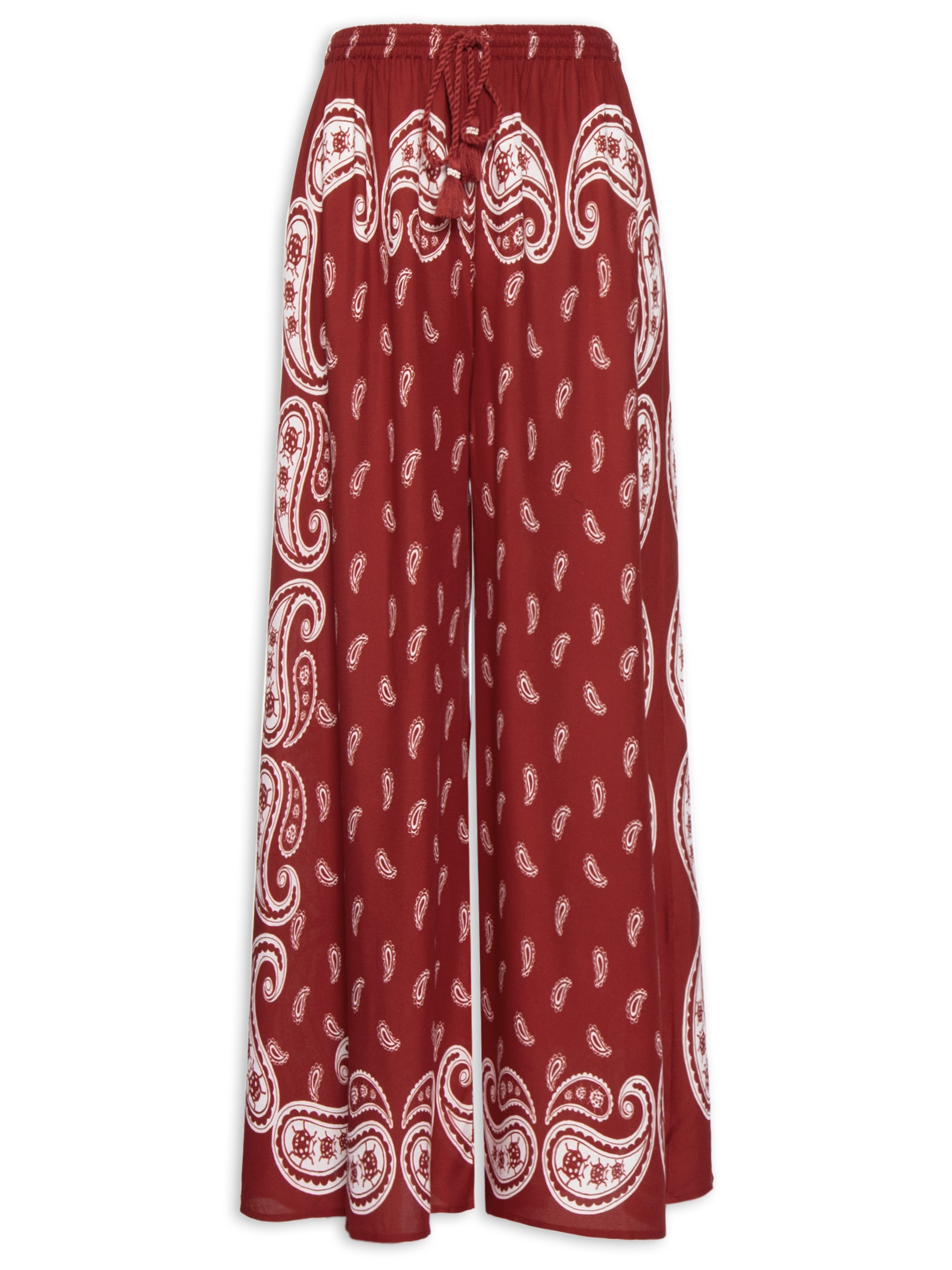 Calça Feminina Pantalona Bandana Jardim Vermelho Farm Praia