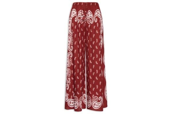 Calça Feminina Pantalona Bandana Jardim - Vermelho