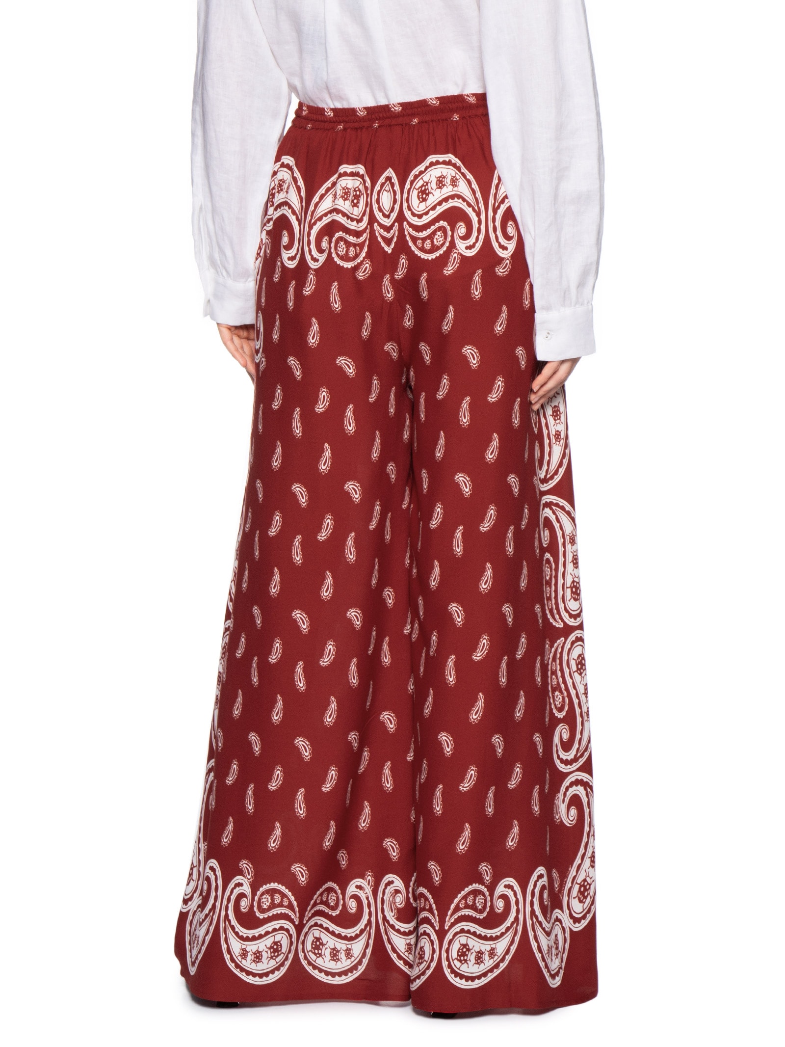 Calça Feminina Pantalona Bandana Jardim Vermelho Farm Praia