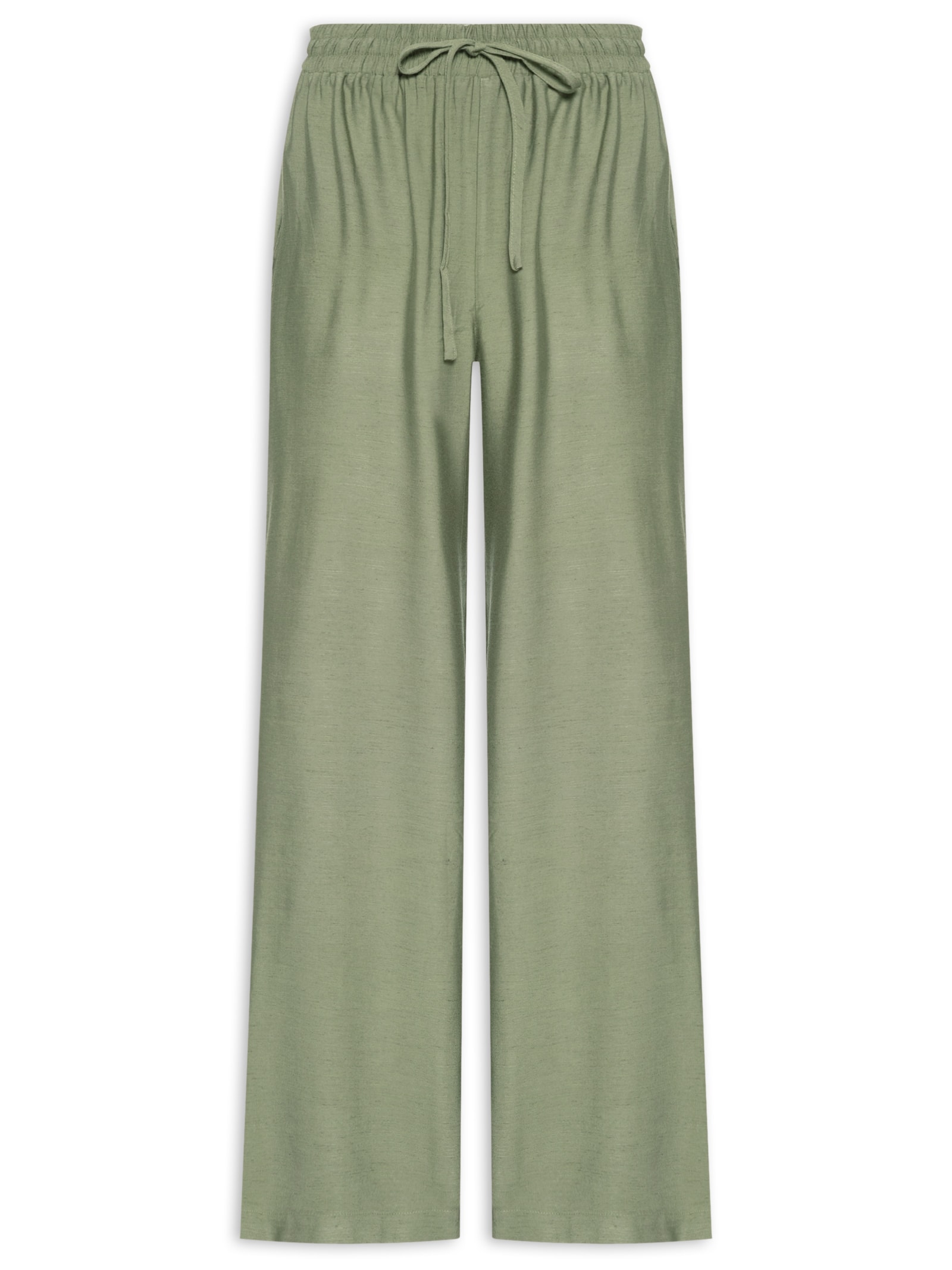 Calça Feminina Pantalona Básica Verde Basiq