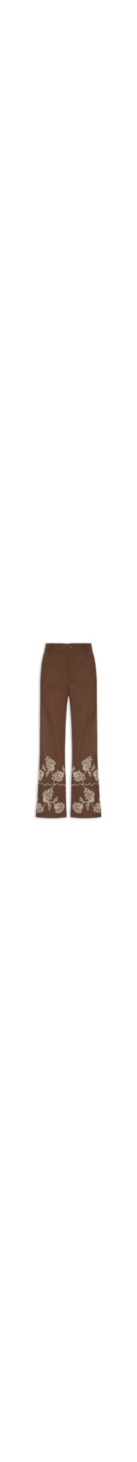 Calça Feminina Pantalona Bordada - Marrom