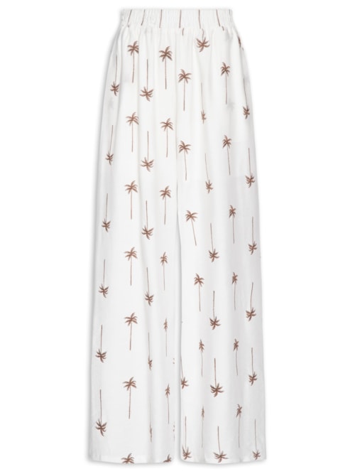 Calça Feminina Pantalona Bordada – Off White