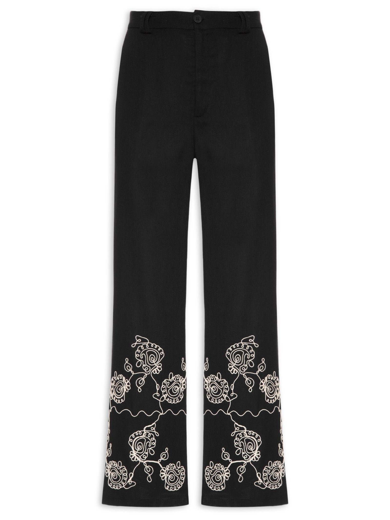 Calça Feminina Pantalona Bordada Preto '2Essential