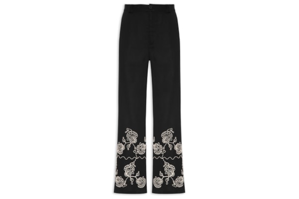Calça Feminina Pantalona Bordada – Preto